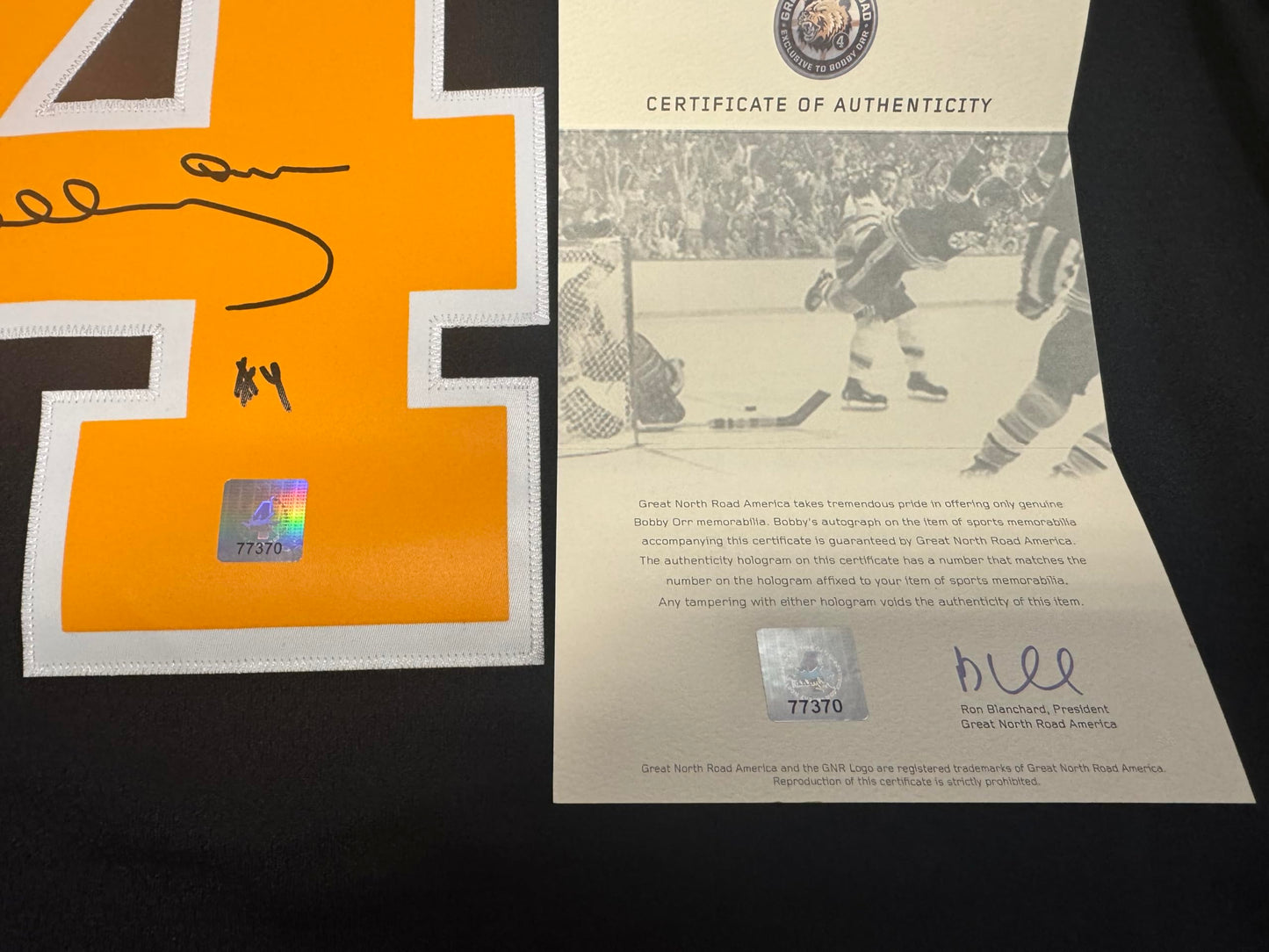 Bobby Orr Bruins Autographed Signed Mitchell & Ness Licensed Jersey Great North Orr Hologram and COA Card