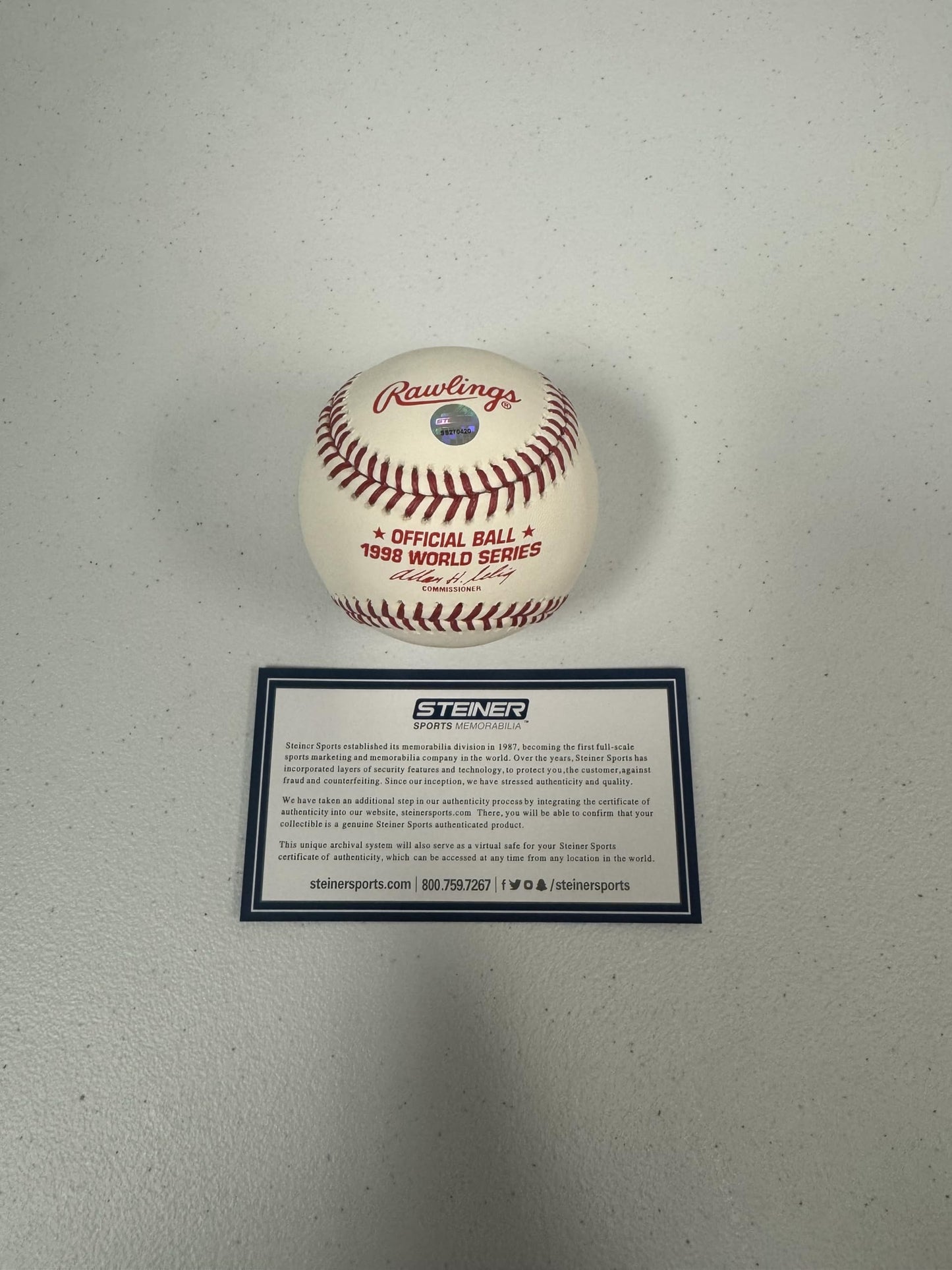 Derek Jeter Yankees Autographed Official 1998 World Series MLB Baseball Steiner Sports